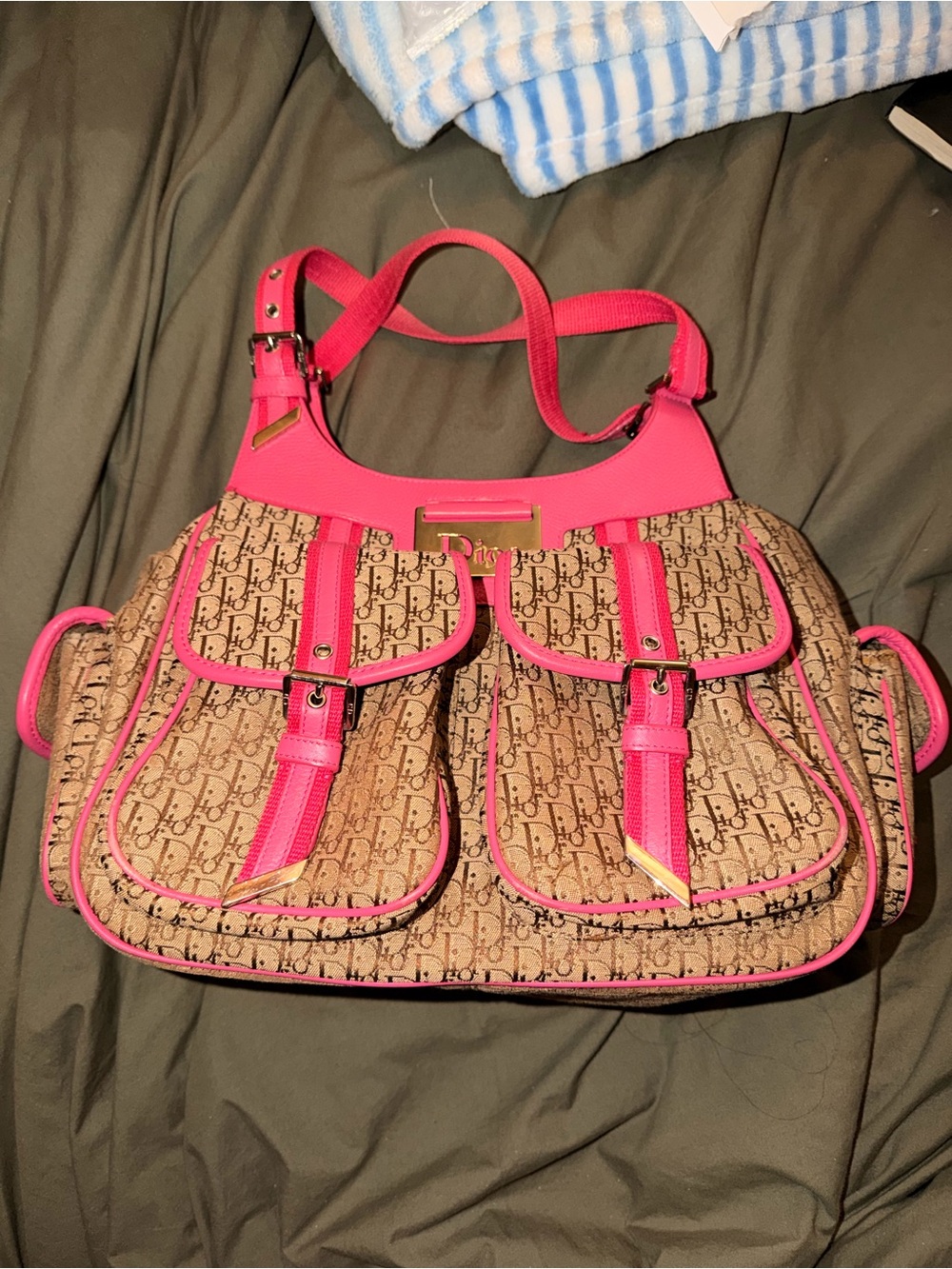 Dior Rare Vintage 2005 pre-owned handbag in pink beige Dior Monogram canvas
